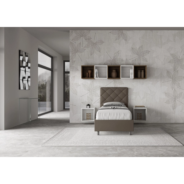 Cama Priya 80x190 con base capuchino