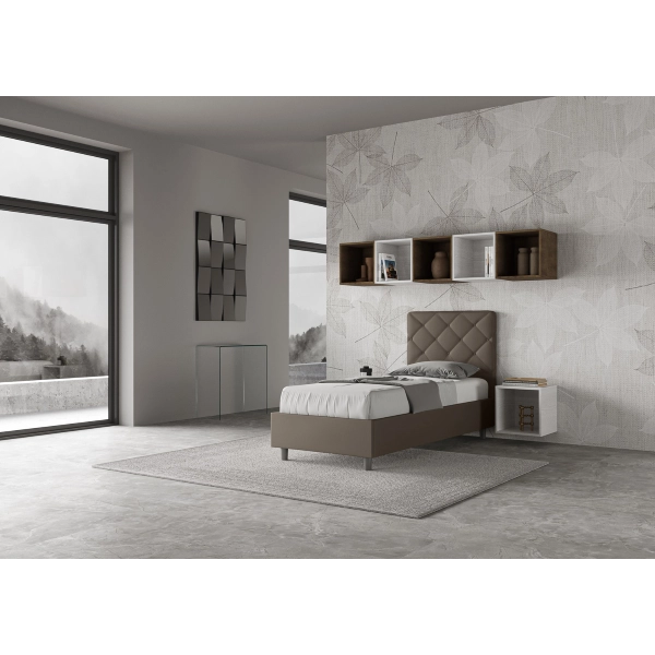 Cama Priya 80x190 con base capuchino
