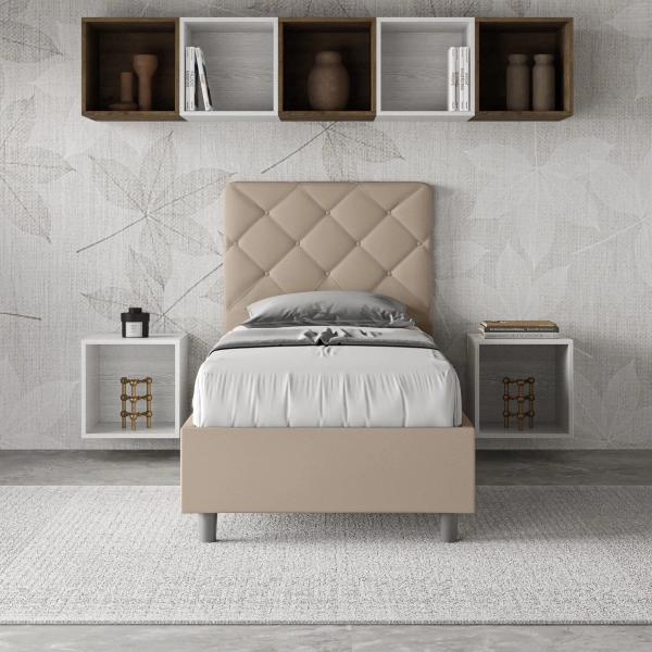 Cama Priya 80x190 gris tórtola base y contenedor