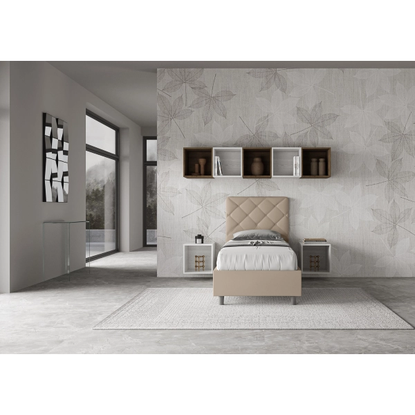 Cama Priya 80x190 gris tórtola base y contenedor
