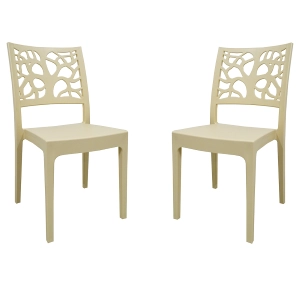 Stapelbarer Stuhl aus Polypropylen für drinnen und draußen TETI Beige Set 2