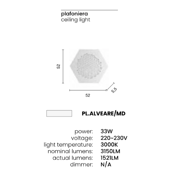 Plafonnier LED 33W 3000K - moyen moderne HIVE
