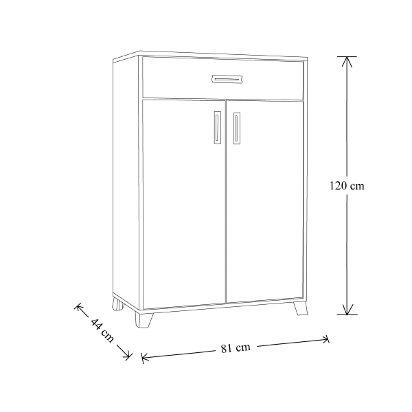 Mueble de madera con 2 puertas y 1 cajón 81x120h cm multiusos Noce