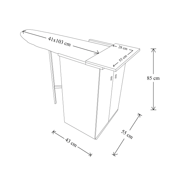 Mueble para tabla de planchar con madera de roble blanqueada retráctil - JOLLY 2 puertas