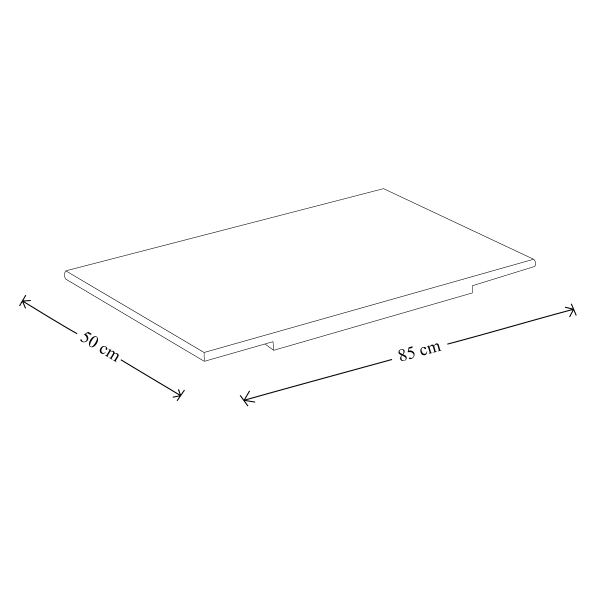 Planche à pâtisserie en bois pour pâte traditionnelle sans bord avec rouleau à pâtisserie 85x48 cm