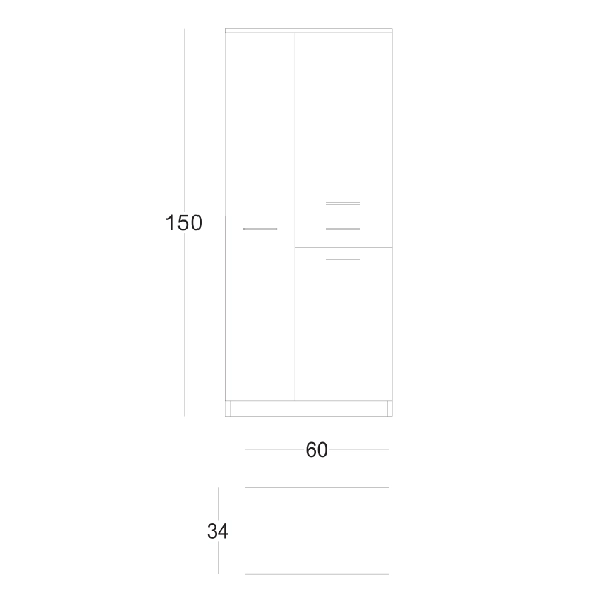 Columna multiusos CLASSIC 150hx60 cm con puertas y cajón blanco brillo