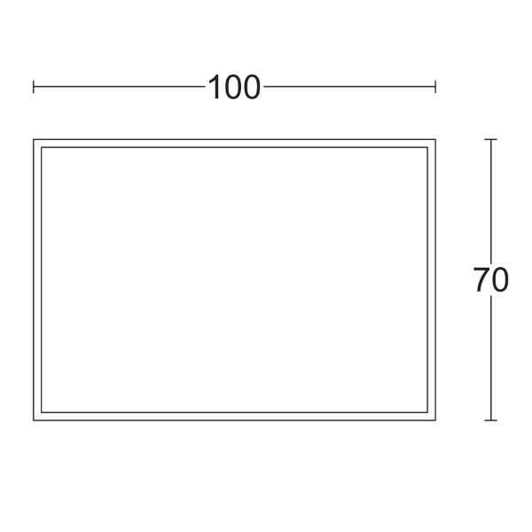 Espejo rectangular de 100 cm con borde fino a ras de pared.
