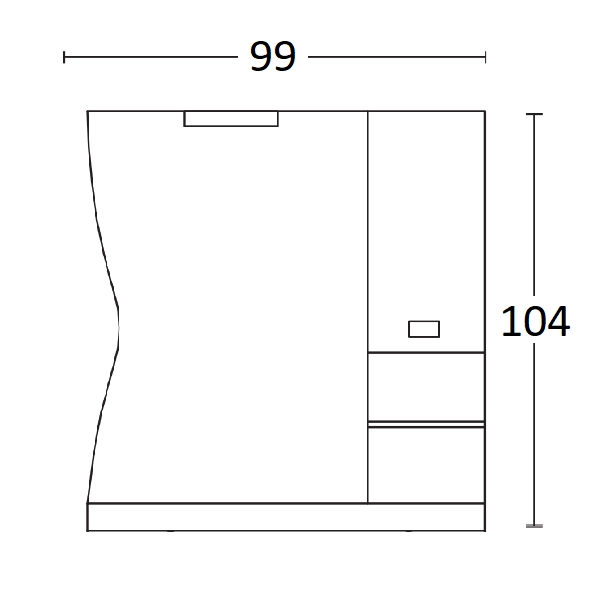 Espejo de baño con mueble alto y lámpara LED ONDA 100 de hormigón claro