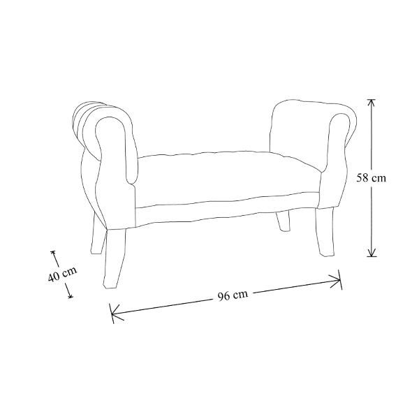 Banc repose-pieds 96 cm avec accoudoirs - Velours gris CHESTER