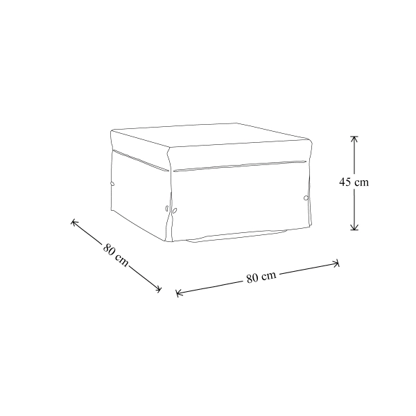 Pouf letto brandina pieghevole 80x80cm BIN con tessuto PANNA