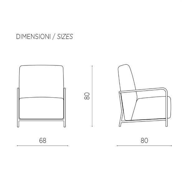 Sillón OLIVIA en ecopiel con estructura de metal antracita