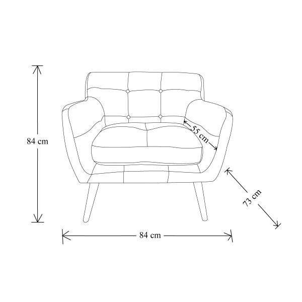 Armchair in patchwork fabric 84 cm with legs in solid wood upholstered seat