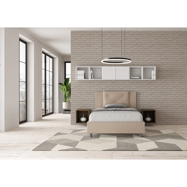 Appia Bett L.120 D.210 taubengrauer Sockel und Behälter
