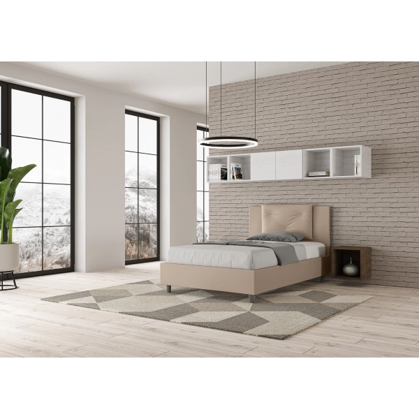 Appia Bett L.120 D.210 taubengrauer Sockel und Behälter