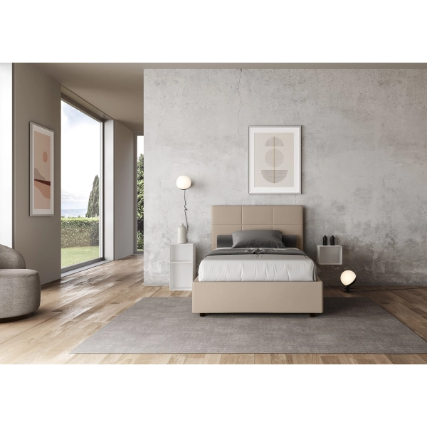 Mika Bett 120x210 taubengrauer Sockel und Behälter