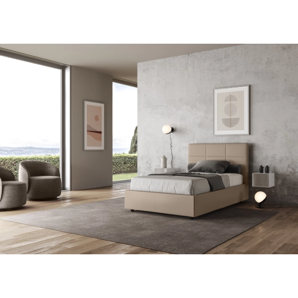 Mika Bett 120x210 taubengrauer Sockel und Behälter