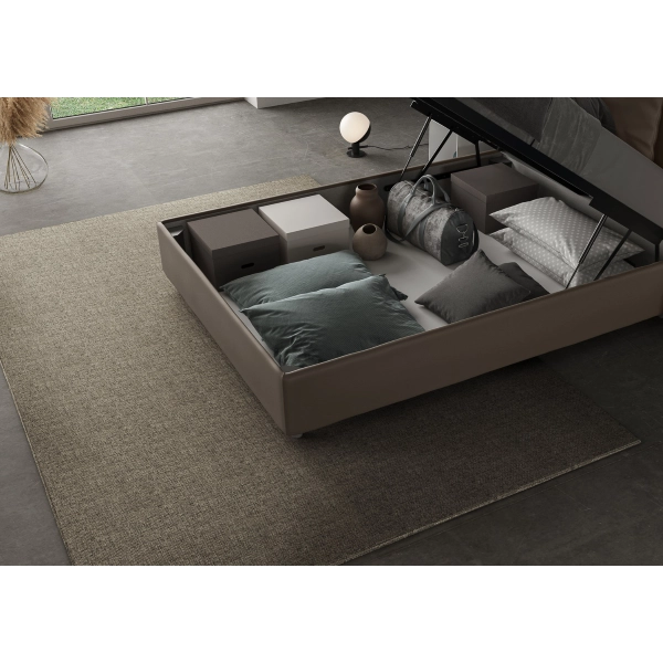 Mika-Bett 120x210 Mesh und Cappuccino-Behälter