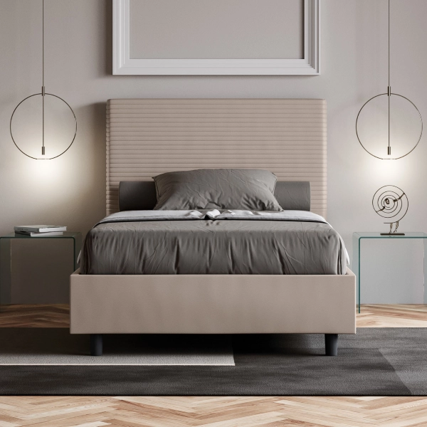 Focus Bett 120x210 taubengrauer Sockel und Behälter