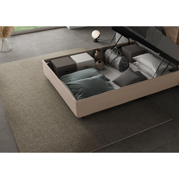 Sunny Bett 120x210 taubengrauer Sockel und Behälter