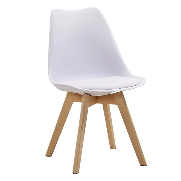 Sedia Kaira bianco con seduta ecopelle e gambe in legno - 4 pezzi