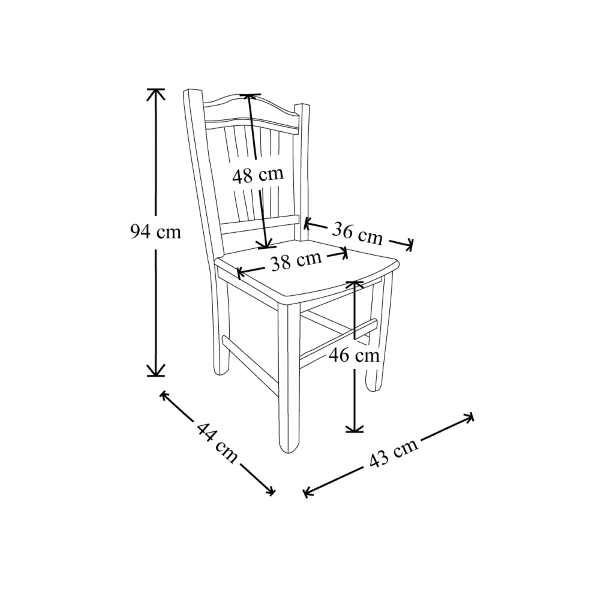 Chaise de cuisine en bois massif noyer avec assise paille SILVANA lot de 2