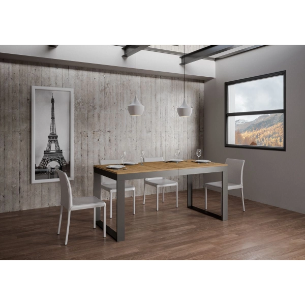 Mesa Tecno Evolution Tapa Roble Natura 90x120 Extended 90x224 Estructura Antracita