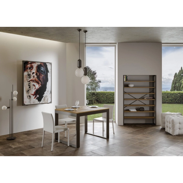 Mesa Tecno Evolution Tapa Roble Natura 90x120 Extended 90x380 Estructura Antracita