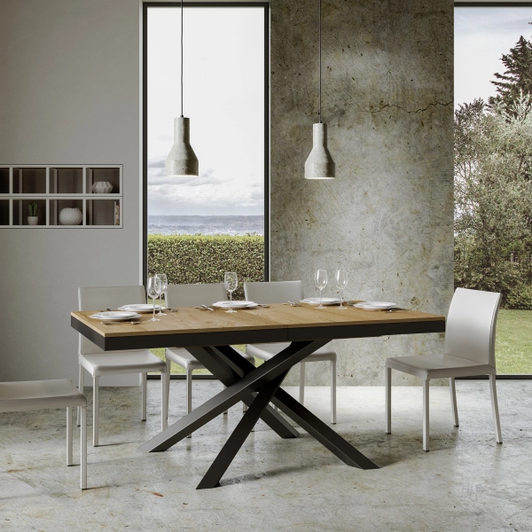 Mesa Volantis Evolution Tapa Roble Natura 90x180 Alargada 440 Estructura Antracita