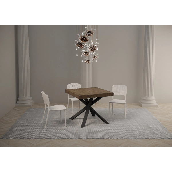Mesa Clerk 90x90 extendida 194 Tapa Nogal Patas Antracita