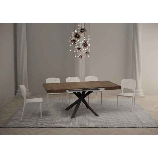 Mesa Clerk 90x90 extendida 194 Tapa Nogal Patas Antracita