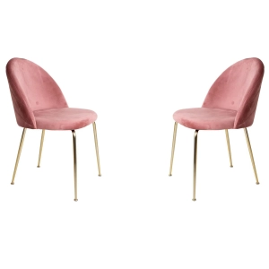 Sessel aus rosa Samt mit goldenen Metallbeinen – PARIS 2 Stühle