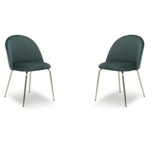 Sessel aus grünem Samt mit goldenen Metallbeinen – PARIS 2 Stühle