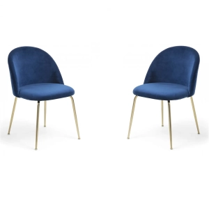 Blaugrüner Samtstuhl mit goldenen Metallbeinen – PARIS 2 Stühle