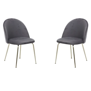 Grauer Samtsessel mit goldenen Metallbeinen – PARIS 2 Stühle