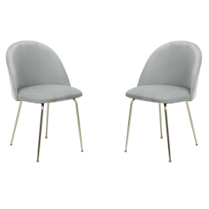 Sessel aus hellgrauem Samt mit goldenen Metallbeinen – PARIS 2 Stühle
