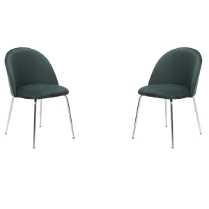 Esszimmerstuhl aus grünem Samt mit verchromten Metallbeinen – PARIS 2 Stühle