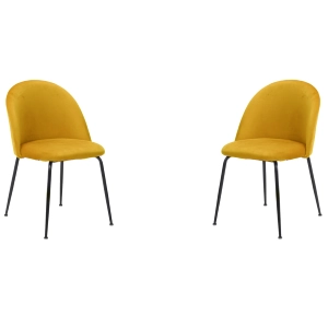 Küchenstuhl aus gelbem Samt und schwarzen Metallbeinen – PARIS 2 Stühle