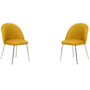 Gelber Samtsessel mit goldenen Metallbeinen – PARIS 2 Stühle