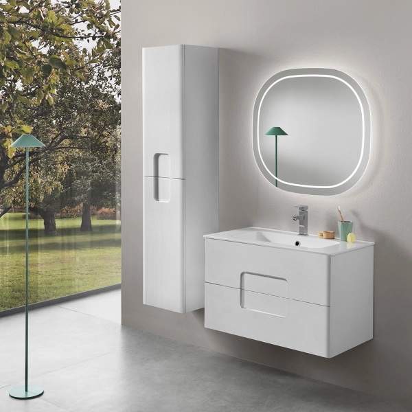 Mueble de baño ARCO suspendido 80 cm con dos cajones Alerce Blanco