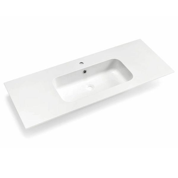 Meuble de salle de bain suspendu moderne base 120 CLEIDE avec 2 tiroirs et lavabo, IVOIRE MAT