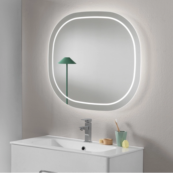 Miroir de salle de bain en forme HELIOS 72 cm avec LED frontale 4000K