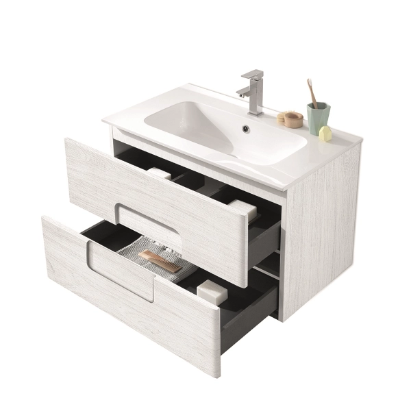 Mueble de baño ARCO suspendido 80 cm con dos cajones Alerce Blanco
