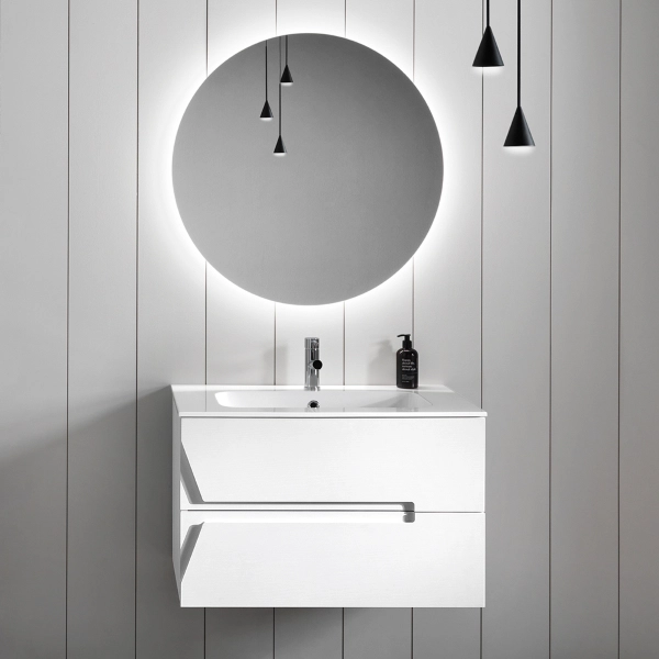 Mueble de baño suspendido HAITI de 60 cm acabado alerce blanco