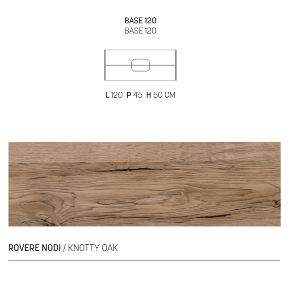 Mueble de baño suspendido de 120 cm con dos cajones ARCO Rovere Nodi