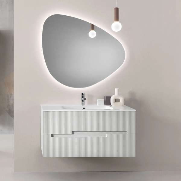 Mueble de baño suspendido con 2 cajones 100 cm Gris Perla - RIGHE