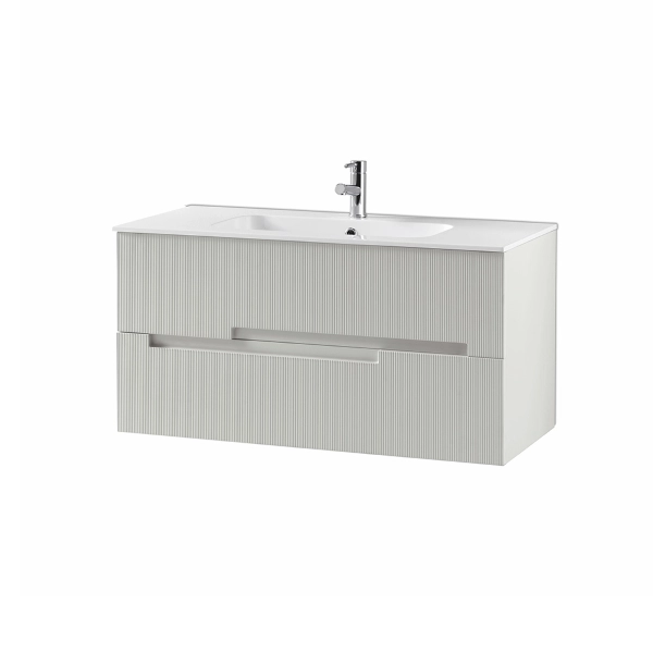 Mueble de baño suspendido con 2 cajones 100 cm Gris Perla - RIGHE