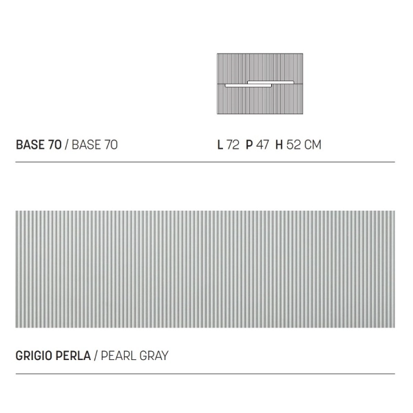 Meuble de salle de bain suspendu 70 cm avec 2 tiroirs RIGHE gris perle