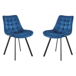 Dining chair in blue velvet and black metal legs - Roma 2 chairs