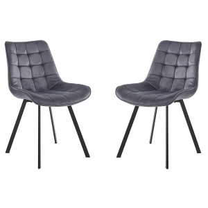 Dining chair in dark gray velvet and black metal legs - Roma 2 chairs