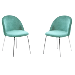 Aquamarine velvet dining chair with chrome metal legs - PARIS 2 chairs